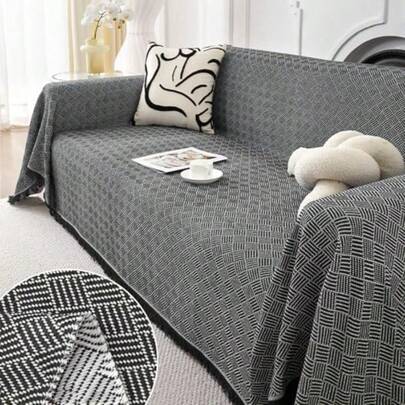 Funda de Sofá Reversible Chenilla Antideslizante Protector de Muebles para Sofá Fundas para Sofa Protector Cover Añade Estilo y Comodidad a Tu Salón 180 x 230cm Negro  527665