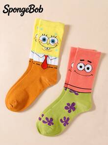 SpongeBob SquarePants 2 chiếc quần ống rộng và đôi tất cổ cao cùng kiểu, tất hoạt hình dễ thương, mềm mại, thoáng khí, thích hợp mặc hàng ngày. - Nhiều màu - Xem 8