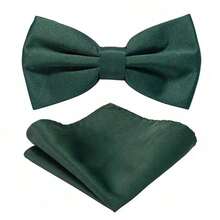 Men's Solid Color Pre-Tied Bow Tie And Pocket Square Set, Casual Men's Necktie - Multicolor - View 10
