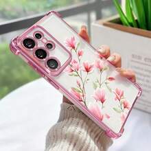 1 chiếc ốp lưng TPU trong suốt dày dặn, mạ điện hình hoa hồng mới, chống rơi, có túi khí, phù hợp với Apple 16 Pro Max/16 Pro/16/13 Pro Max/12 Pro Max 11, 15 Pro Max, 14 Pro Max/Galaxy, SAM/Honor/Note 13 Pro/S23 Ultra/S24 Ultra/S25/A56 - Hồng - Xem 1