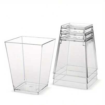100/50/20 piezas Nuevos vasos para tartas 2025, vasos cuadrados para postres, adecuados para fiestas, Día de San Valentín, hoteles, restaurantes, cafeterías, tiendas de leche y té, pastelerías, meriendas y otros eventos
