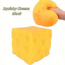 Queso exprimible - Bloques de queso extra grandes y suaves para exprimir | Regalo de gorgoteo, diversión para adultos | Pelota de estrés gigante | Queso de alivio del estrés sensorial para adultos - Entretenimiento Sunshine - Amarillo - Ver 10