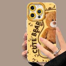 Tema de osito de peluche marrón con salpicaduras amarillas.funda de teléfono Fundas compatibles con ,Apple,VIVO,OPPO,,, y Honor.Fabricadas en silicona TPU,ofrecen protección contra golpes y caídas. - Blanco - Ver 4