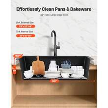 84 Cm Kitchen Sink Workstation, Top Mount Granite Sinks, Drop-In Single Bowl Farmhouse Basin With Multiple Accessories, Household Dishwasher Sinks For RV, Prep Kitchen, And Bar (Black) - 84 cm, Top Mount - 查看 5