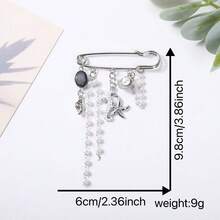 新款个性化胸针嘻哈千禧风格胸针海星贝壳胸针可爱女孩包包吊坠钥匙扣包包饰品配饰包包挂件教师礼物 - 彩色 - 查看 3