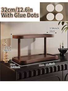 2-Tier Storage Rack, Elegant Organizer Suitable For Cosmetics, Perfumes And Skincare, Great For Bathroom, Kitchen And Office Desk, With Separate Enclosed Storage Compartments - Brown - View 17