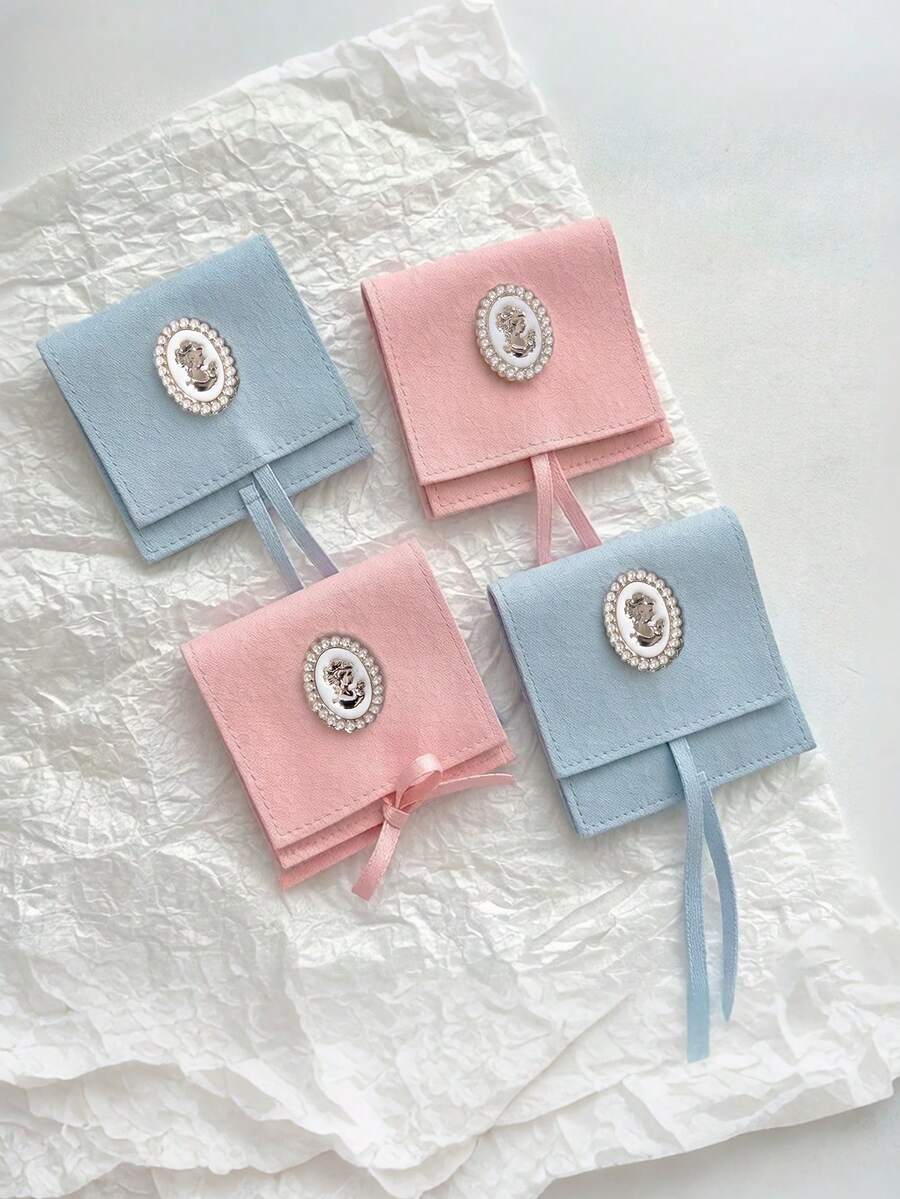 1/5pcs Pink Drawstring Gift Bags, Minimalist Polyester Fiber Gift Packaging Bags Suitable For Party, Holiday, Back To School, Valentine's Day - Multicolor - View 1