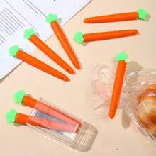3个胡萝卜造型食品密封夹，塑料创意密封夹，适用于食品和零食袋，可爱厨房食品保鲜夹 - 橘色 - 查看 2