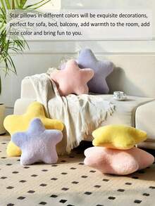 11.81"/15.74" Cute Star Plush Throw Pillow, Soft Faux Fur Material Cushion, Christmas Decoration For Sofa, Bedroom And Living Room, Great Christmas Gift For Family And Friends - 黑色 - 查看 9