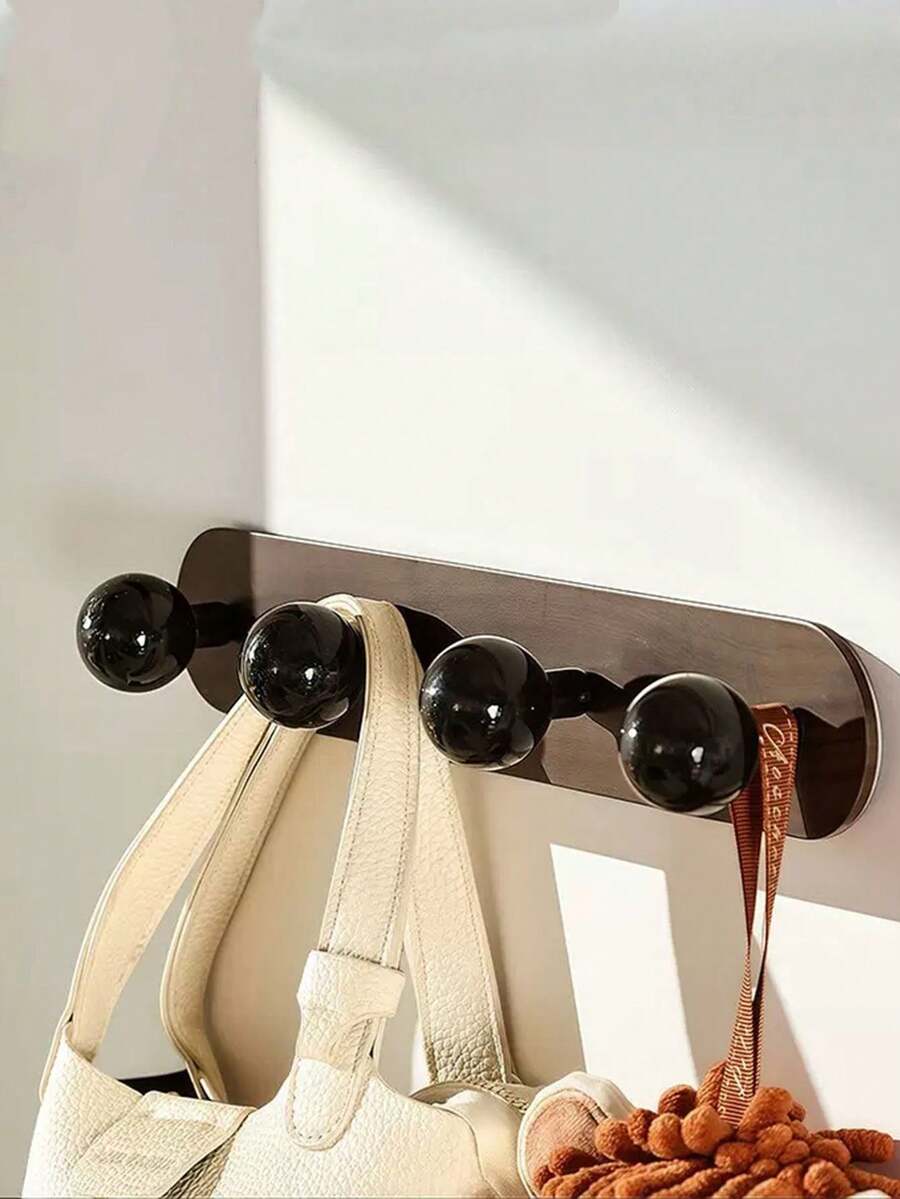 1 pieza Gancho de pared, diseño adhesivo sin necesidad de perforar, alta capacidad de carga, fácil instalación sin dañar las paredes. Textura de madera de nogal natural, adecuado para varios estilos de decoración del hogar, puede colgar ropa, sombreros, bolsos, llaves, aplicable en la entrada, dormitorio, baño y talla grande, práctico y elegante. - Ver 1