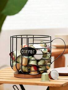 1pc Coffee Capsule Basket, Coffee Capsule Storage Tray, Dried Fruit Plate, Coffee Table Snack Plate, Suitable For Home Living Room - Black - View 5