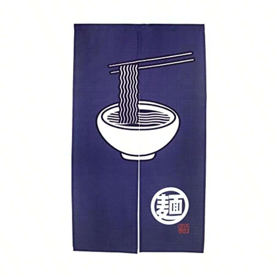 LIGICKY Noren - Cortina de puerta estilo japonés estilo largo tapiz paneles de tratamiento para ventana protección de privacidad hogar sushi restaurante cocina decoración de 85 x 149 cm azul marino fideos - Azul marino - Ver 1