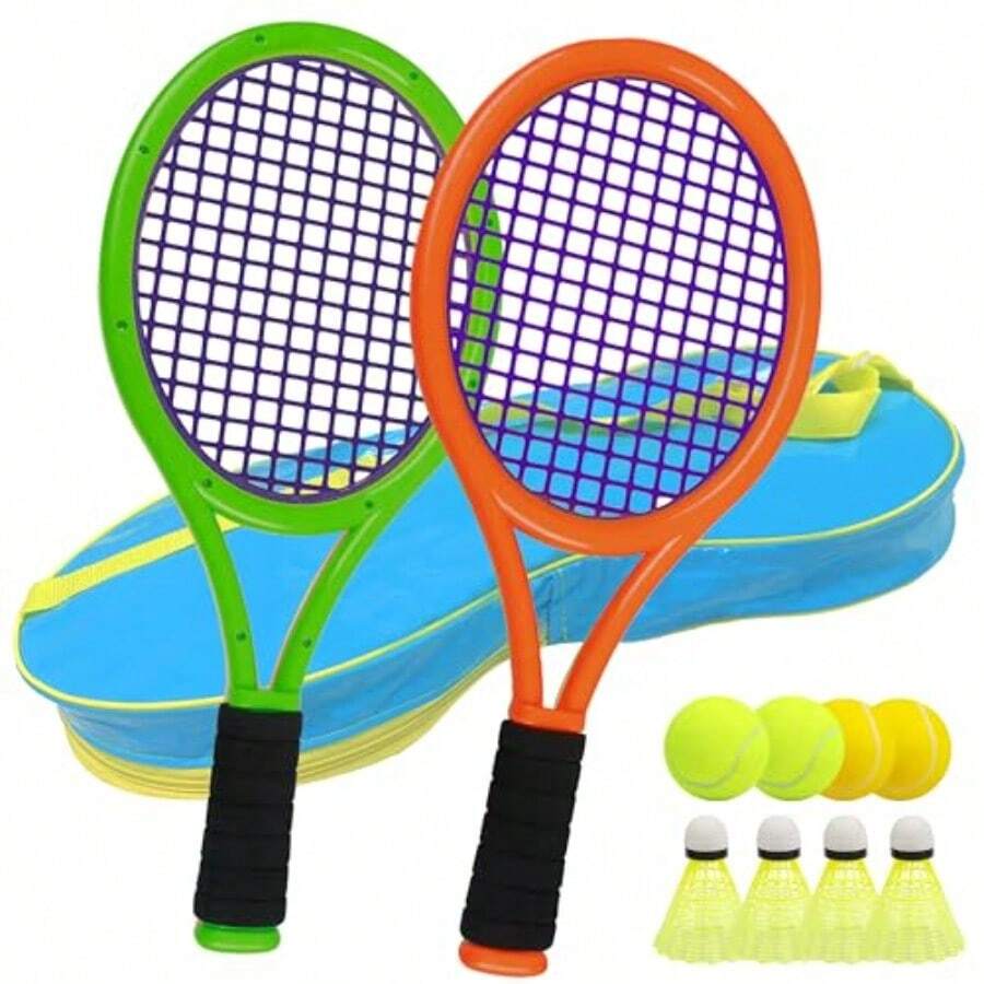 Tennis Racket for ToddlerChild and Age 2~15 Tennis Set Including 4 Shuttlecocks 2 Tennis Balls 2 Foam Balls and 1 Carrying Bag. - como en la foto - Ver 1