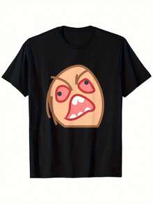 Camiseta Gráfica para Hombre con Diseño de Troll Enojado Negro - Diseño Divertido de Cómic. Camiseta ligera de corte holgado, manga corta y cuello redondo para uso casual y festivo. Comodidad para todas las estaciones. Camiseta elegante. Ropa cómoda. Ropa Festiva. Estilo bohemio. Material no elástico. Tela de fácil cuidado - Negro - Ver 2