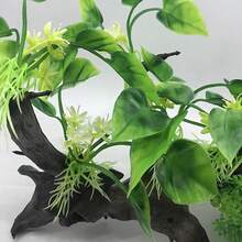 Árbol forestal artificial vibrante con hojas para decoración de acuario - Accesorio de hábitat de bajo mantenimiento para reptiles y anfibios, adecuado para peceras, contenedores de vidrio y suministros de acuario - A - Ver 10