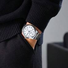 Orient 男士腕表，东方表自动机械表，不锈钢表带，白色表盘蓝色指针，日期显示，商务休闲腕表，送给他的理想礼物 - 白色 - 查看 2