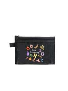 Multipurpose Mesh Cosmetic Bag With Colorful Cartoon Hair Accessories Pattern, Cute Clear See-Through Travel Makeup Pouch, Lightweight Breathable Zipper Toiletry Bag - Multicolor - View 14
