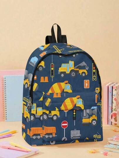 1pc Cartoon Mermaid Print Multi-Pocket Backpack, Large Capacity, Durable, Versatile, High-Quality, Zipper Closure, Suitable For Boys And Girls, Great For School And Outdoor Activities