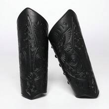 1pc Vintage Medieval Embossed Wrist Cuff - PU Leather, Geometric Pattern, Suitable For Halloween Cosplay And Stage Performance, Knight, Accessory - A - View 5