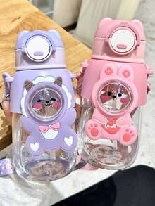 BENNY 750ml(25.36oz) 可愛卡通兔子恐龍 750ml 透明 PC 水瓶附吸管 可調節肩帶 Ins 風格可愛便攜斜背杯 開學季 夏令營 復活節 情人節 聖誕節 節日 生日禮物 戶外旅行杯 適用於兒童 女孩 女性 - 多色 - 查看 4