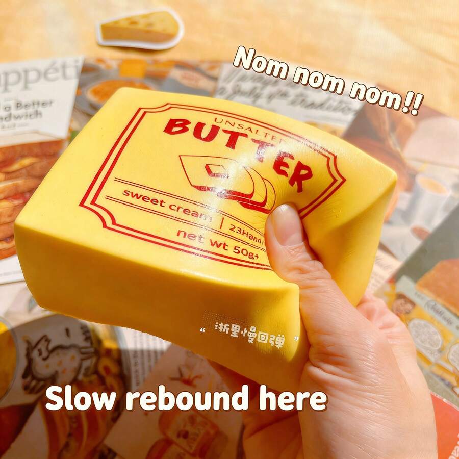 Super Soft Butter Block Squishy - Moist & Stretchy Finger Sucking Slow Rising Simulation Food Stress Relief Toy
