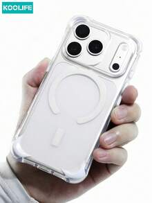 TPU Magnetic Basic Phone Case Koolife 1pc 4-Corner Air Cushion Anti-Drop Phone Case, 2.0mm Transparent Magnetic TPU Soft Shell With Independent Buttons And Anti-Collision Protection, Compatible With IPhone 17/17 Pro/17 Pro Max, 16/16 Pro/16 Pro Max/16 Plus, 15/15 Pro/15 Pro Max/15 Plus, 14/14 Pro/14 Pro Max/14 Plus, 13/13 Pro/13 Pro Max, 12/12 Pro/12 Pro Max, 11/11 Pro/11 Pro Max, S25 Ultra, S24 Plus/S24 Ultra, S23 Plus Birthday Gift - White - View 8