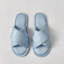 Dép đi trong nhà nữ kiểu Trung Quốc thêu họa tiết đan chéo, mẫu mới mùa xuân/hè, chất liệu satin, thoải mái và thanh lịch, đế bằng chống trơn trượt. - Dép nữ - Xem 1