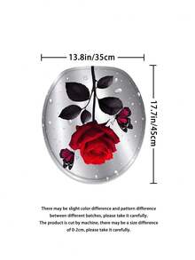 1/3/4 件套银灰色红玫瑰蝴蝶水滴印花图案浴室浴帘套装;浪漫轻奢风格,防水耐磨;包含 12 个挂钩,并附赠马桶盖 - 多色 - 查看 7