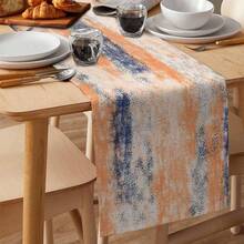 Vintage Oil Painting Style Table Runner, Suitable For Restaurant, Wedding, Outdoor Party Dining Table Decor, Abstract Modern Orange Minimalist Dresser Scarf, Coffee Table Cloth, Runner - Multicolor - View 10