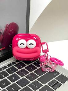 1个大眼睛嘴巴玫瑰红可爱耳机保护套+花朵挂钩挂绳，兼容苹果S1/2代、Pods Pro 2/3代、Pods 4代 - 玫紅色 - 查看 17
