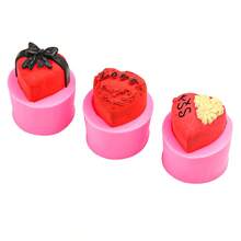 3件套心形蝴蝶结硅胶模具，节日礼物翻糖蛋糕巧克力蜡烛DIY模具 - A - 查看 11