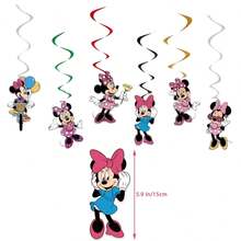 Decorative Hanging Ornaments, Pink Cartoon Mouse Theme Birthday Party Pull Flags, Hanging Backdrop Decoration Set - Multicolor - View 5
