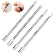 1/5pcs Cuticle Pusher, Gel Nail Polish Remover Tool, Professional Cuticle Remover, Manicure Pedicure Tools, Dead Skin Pusher Remover Including Storage Box - Silvery - View 5