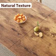 Mesa de comedor estilo granja industrial de 78,7 pulgadas para 6-8 personas, superficie extra ancha con borde biselado moderno, patas de metal negro mate, tablero MDF de alta densidad, fácil montaje - Marrón - Ver 5