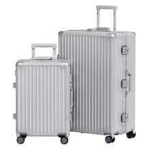 Luggage Set 20+28 Inch 2 Piece Aluminum Frame , ABS+PC Hard Shell Lightweight Rolling Suitcase With Universal Wheels & TSA Lock For Travel & Business Silver - Silver - View 9