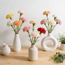 5 Stiele künstliche Nelkenblumen Strauß, ca. 29cm hoch, lebensechte Kunstblumen. Ideal als Geschenk für Mütter, enge Freundinnen und weibliche Verwandte zu Geburtstagen, Jahrestagen, Muttertag, Valentinstag, Hochzeiten, Partys und Weihnachten. Auch geeignet für Heim, Schlafzimmer, Wohnzimmer und Bürotisch Dekoration, um Romantik und Wärme in den Alltag zu bringen, Heimdekoration, lebensechter künstlicher Blumen Mittelstück. - Verschiedenfarbig - Übersicht 5