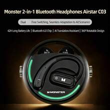 Monster C03 Wireless Bluetooth Earphones, 2-In-1 Over-Ear & Semi-In-Ear Design, Bluetooth 6.0, Noise Cancelling, Sports & Gaming, Extra Long Battery Life - View 2