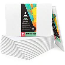 Arteza - Tablero de lona 14 unidades 11 x 14 pulgadas 8 onzas paneles de lona 100% algodón lienzos para pintura acrílica y vertido - Blanco - Ver 2
