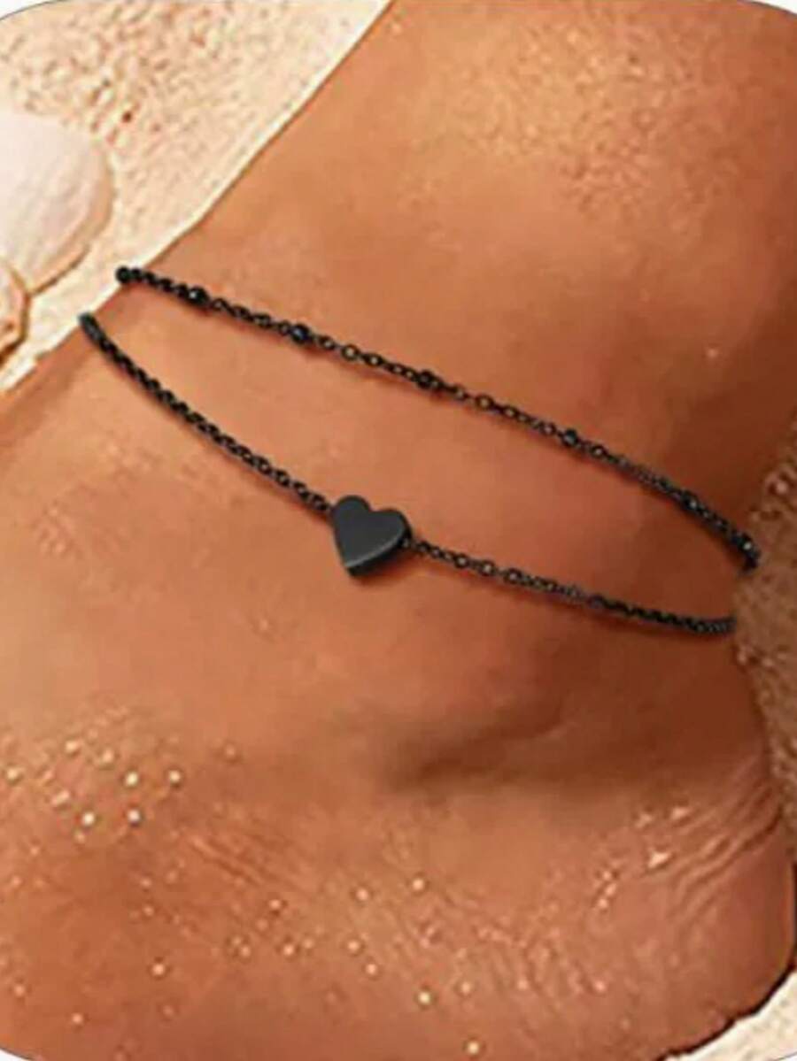 Women's Stainless Steel Chain Anklet, Silver/Gold/Black Color Options, Low Allergy, Adjustable 8.5-10.5 Inches - Multicolor - View 1
