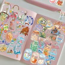 50pcs Transparent Object Sticker Pack, Decorative For Phone Case, Scrapbook, Planner, Luggage, Skateboard, Guitar, Envelope, Greeting Card, Back To School Gift - Multicolor - View 5