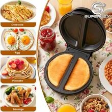 SUPERLEX Omelette Maker Electric 750W, Breakfast Maker, With Easy-Clean Coated Non-Stick Cooking Plate, Can Make 2 Omelettes, Automatic Temperature Control, Fast Preheating, Double-Sided Uniform Heating, Non-Stick Coating, Suitable For Kitchens And Apartments - UK Plug(220-240V) - View 11