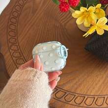 Ốp tai nghe phong cách Hàn Quốc tối giản, bán trong suốt, chấm bi xanh dương + vòng tròn, phù hợp với Pro 3, New Pro 2, Cute Apple 4 Minimalist 3, ốp tai nghe cá nhân hóa 1/2 dành cho nữ. - màu xanh nhạt - Xem 4