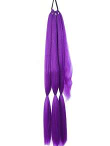 28-Inch Purple Synthetic Fiber Braid Wig, Convenient Clip-On Ponytail Hair Extension, Suitable For Cosplay, Halloween Costumes - Multicolor - View 16