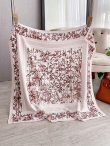 1 chiếc khăn vuông in hoa trang nhã, chất liệu giả lụa, kích thước 90cm, kiểu dáng thời trang, đa năng, thích hợp để che nắng, dùng hàng ngày, đi biển, nghỉ mát, làm phụ kiện, đồ dùng cần thiết khi đi du lịch. - Màu Hồng baby - Xem 3