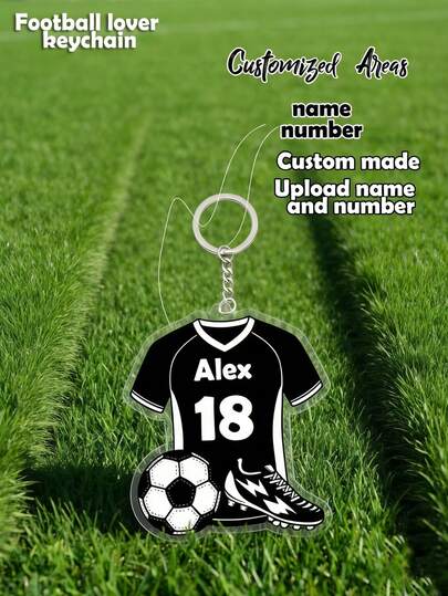 Llavero personalizable de fútbol, se puede personalizar con nombre y número, llavero de acrílico personalizado, regalo de pareja de baloncesto, regalo de aniversario, regalo para él/ella, regalo ideal para el Día de San Valentín, Día de la Madre, Día del Padre, cumpleaños o aniversario, regalo de pareja, mejor regalo para mamá, papá, esposa, esposo, novia, novio, regalo para aficionados al fútbol, regalo para aficionados a los deportes