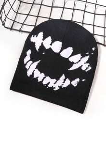 Multiple Styles Funny Teeth Knitted Hats, Warm Autumn/Winter Caps, Y2K Jacquard Casual Beanies, Cold Weather Hats,Summer,Beach,Holiday,Festival,Travel - 1PCS - View 2