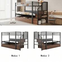 Kids Bed Frames, Headboards & Footboards - Black + MDF+Metal - View 5