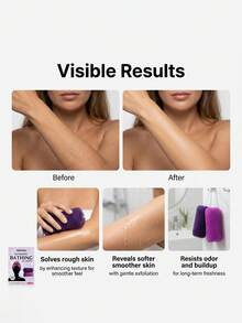 1 Box Purple Mesh Nylon Bath Brush - Smooth Exfoliating Body Scrub Cloth, Suitable For Bathroom; Gentle Mesh Loofah - Multicolor - View 4