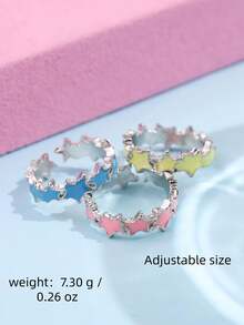 3 pièces/set Bagues asymétriques en forme d'étoile inspirées de la dopamine, design unique. Bijoux élégants, personnalisés, de mode fraîche et douce, pour un port quotidien, en cadeau, pour une fête - Multicolore - Voir 8