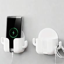 1 Peça Gancho Adesivo Sem Furos - Material de Plástico Branco Fashionable, Prateleira de Armazenamento Multiuso Adequada para Telefones e Outros Itens - Ótimo para Quarto, Sala de Estar, Cozinha e Organização Doméstica, Gerenciamento de Acessórios de Telefone, Armazenamento de Banheiro | Design Minimalista - Branco - Visão 6